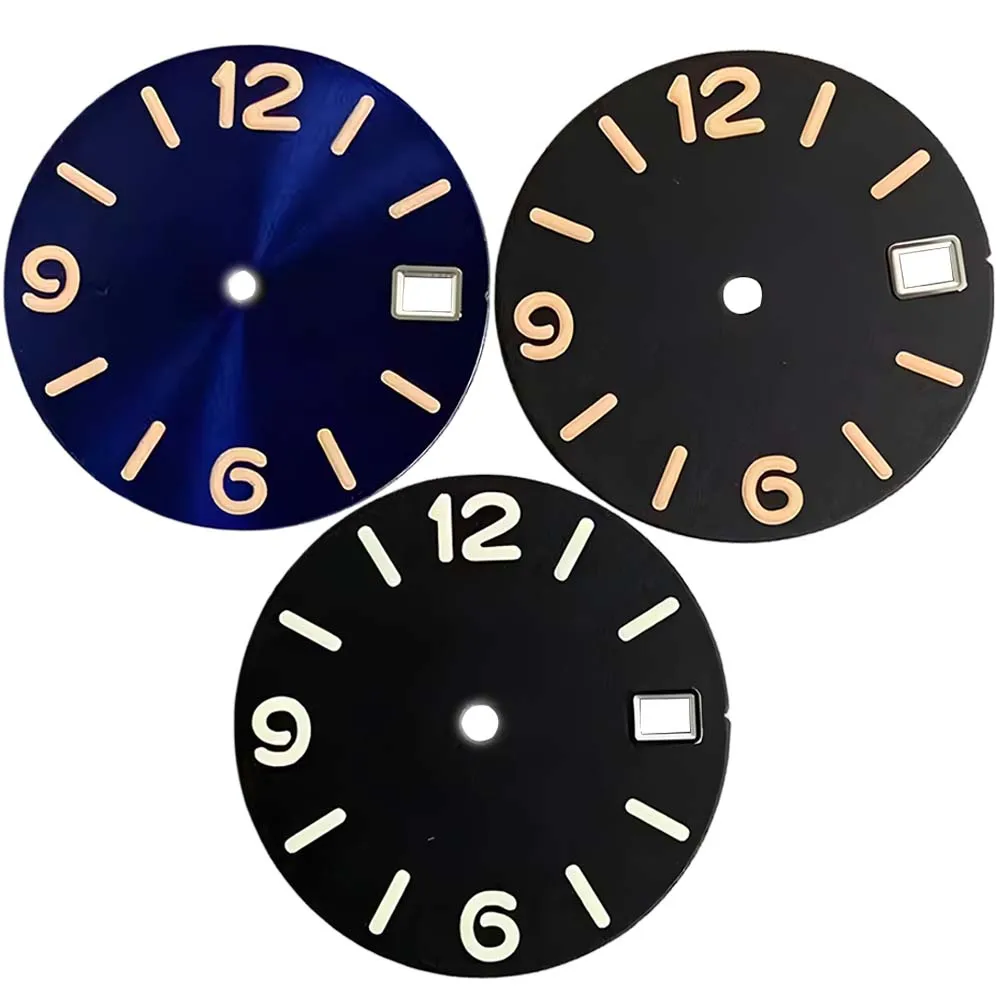 28.5mm Green Luminous Watch Dial for NH35 NH36 4R 7S Movement Modified Part Single Calendar Digital Dials Watches Accessories