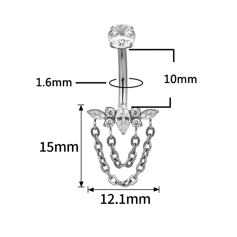 ASTM F136 Titanium Chain Belly Button Navel Ring