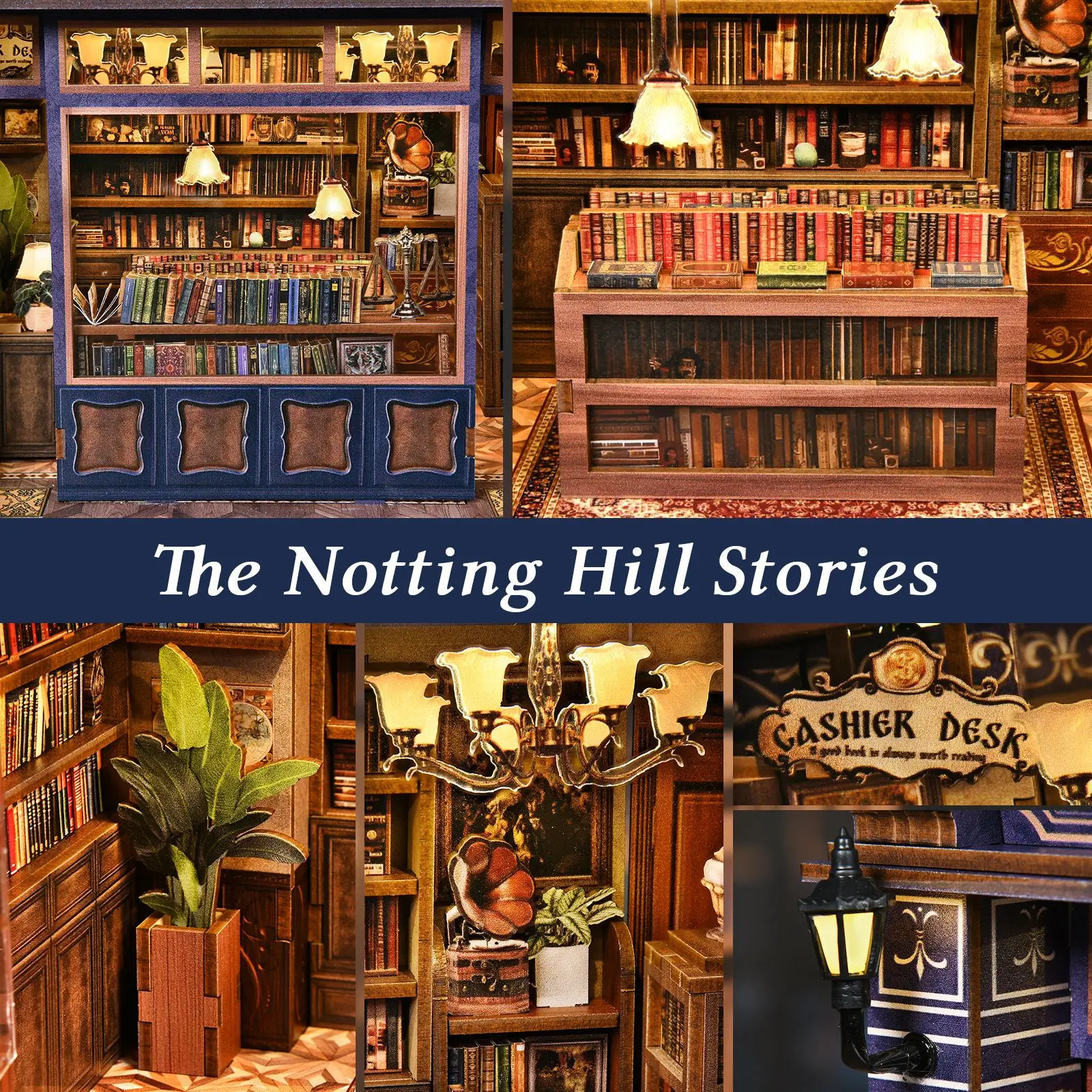 The Notting Hill – Miniature de librairie à monter soi-même, modèle de support de livre de Puzzle 3D, jouet cadeau créatif de Micro scène assemblé à la main