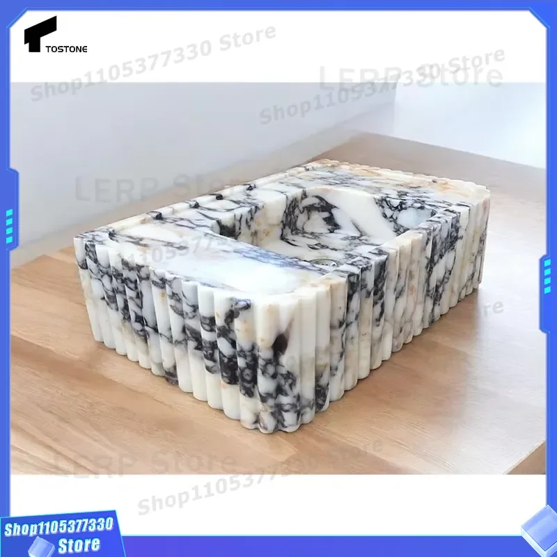 Modern Solid Marble Sink Caracatta Viola Design for Indoor Ensuite Bathroom Restroom Popular Testone Basin Elegant Stone