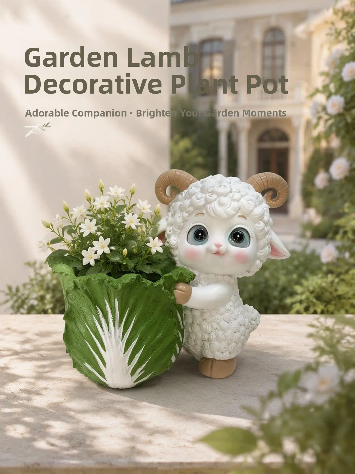 Outdoor Courtyard Decorative Cartoon Lamb Garden Patio Miniature Landscape Resistant to Sun And Rain Animal Shaped Gardening ...