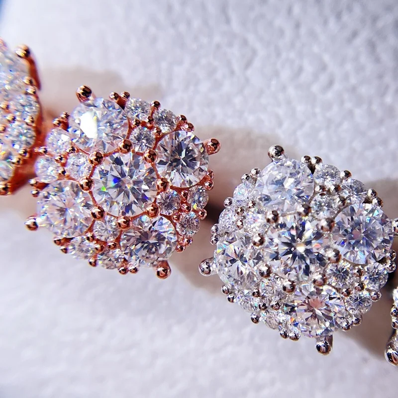 

12mm 925 Sterling Silver Screw Back GRA Certificated Moissanite Diamond Cluster Earrings