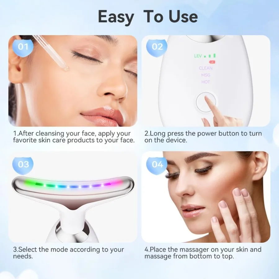 เครื่องนวดคอ 7in1 Multifunctional Facial Massager Face Sculpting เครื่องมือสําหรับ Skin Care AtHome Face เครื่องมือการสั่นสะเทือนและ Therma