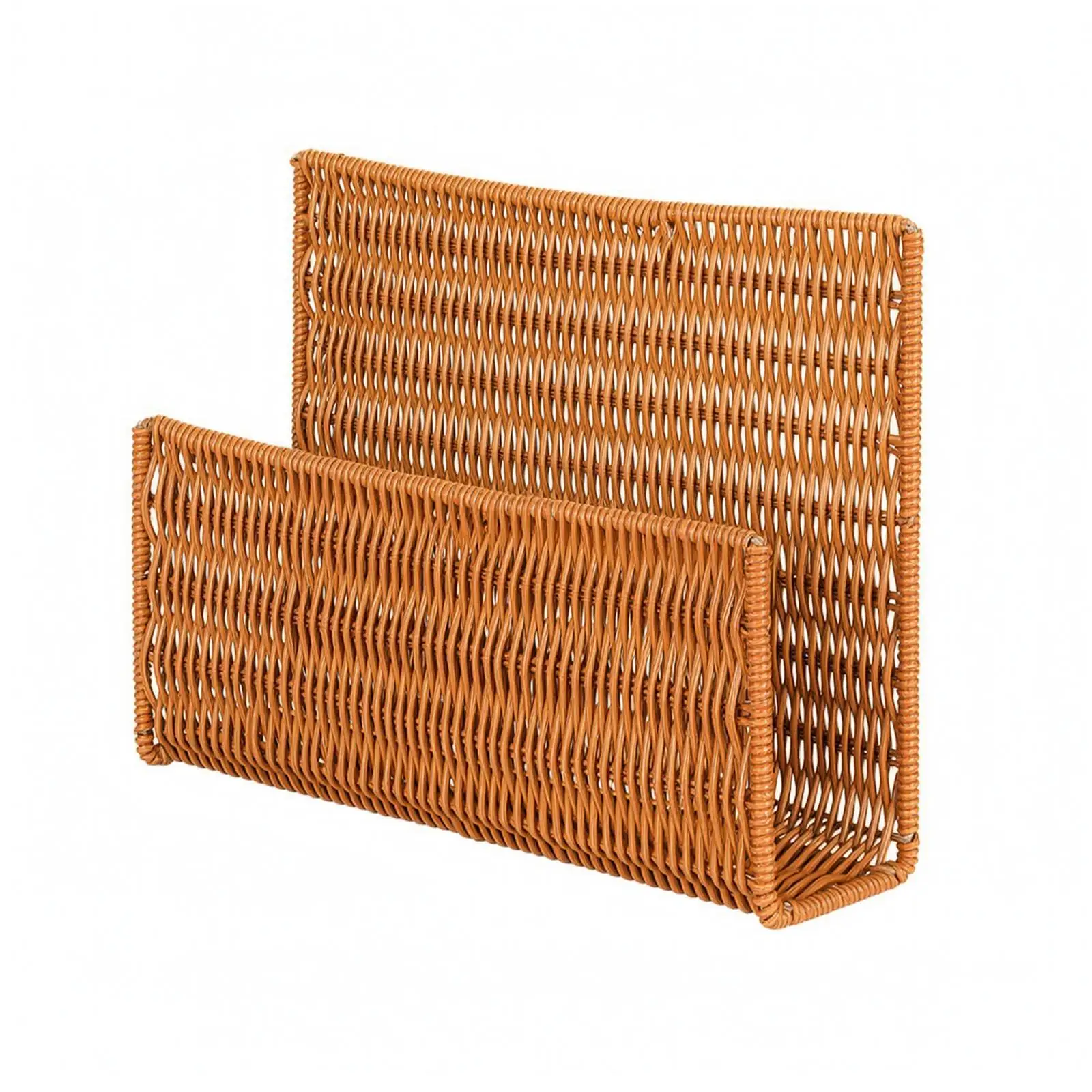 Book and Magazine Organizer Modern Woven Desktop Book Holder Imitation Rattan Desk Organizer Lightweight for Office