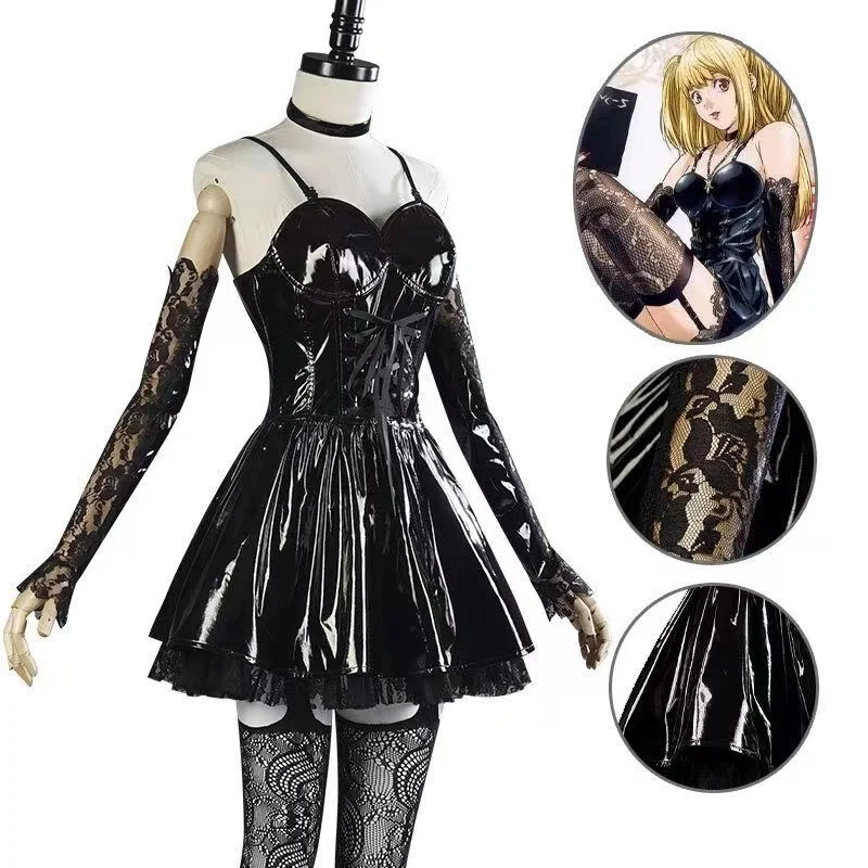 

Halloween cosplay Death Note cosplay costume with a black leather dress made of Yayoi sand, sexy