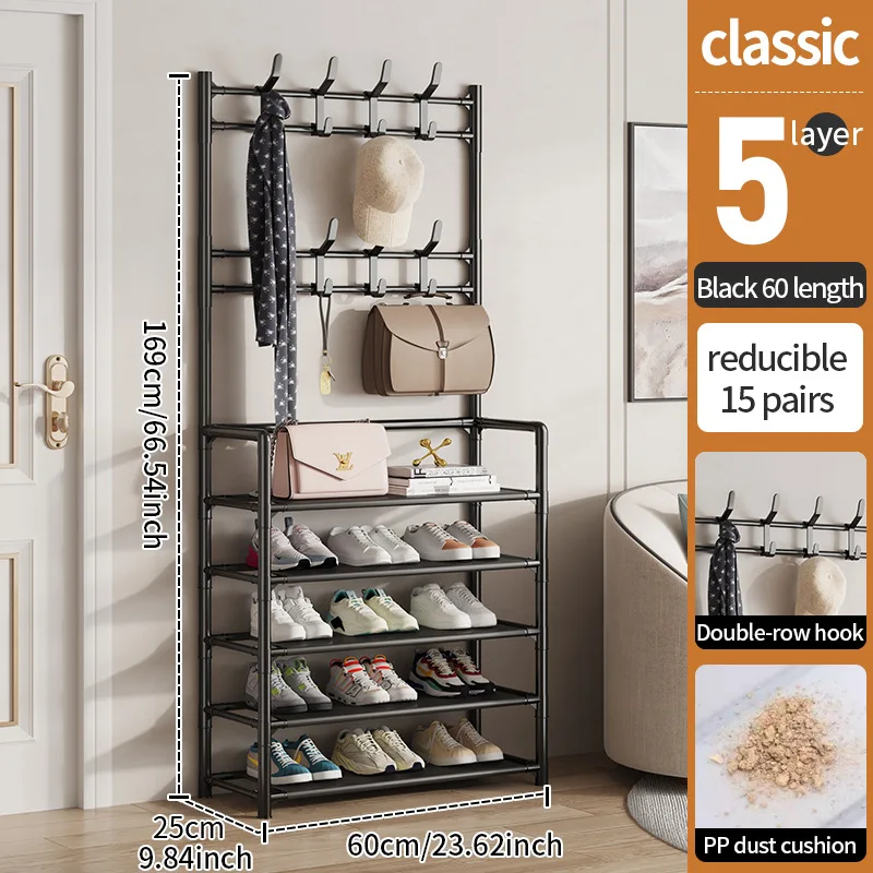 Clothes Hat Hangers Shoe Rack Multi-ayer Shoe Rack Simple Floor Shoes and Hat Racks Load-bearing Living Room Organizer Shelf