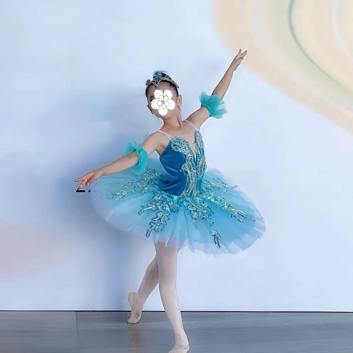 Customized blue ballet TUTU variation blue bird canopy skirt for children and adults professional performance competition skirt