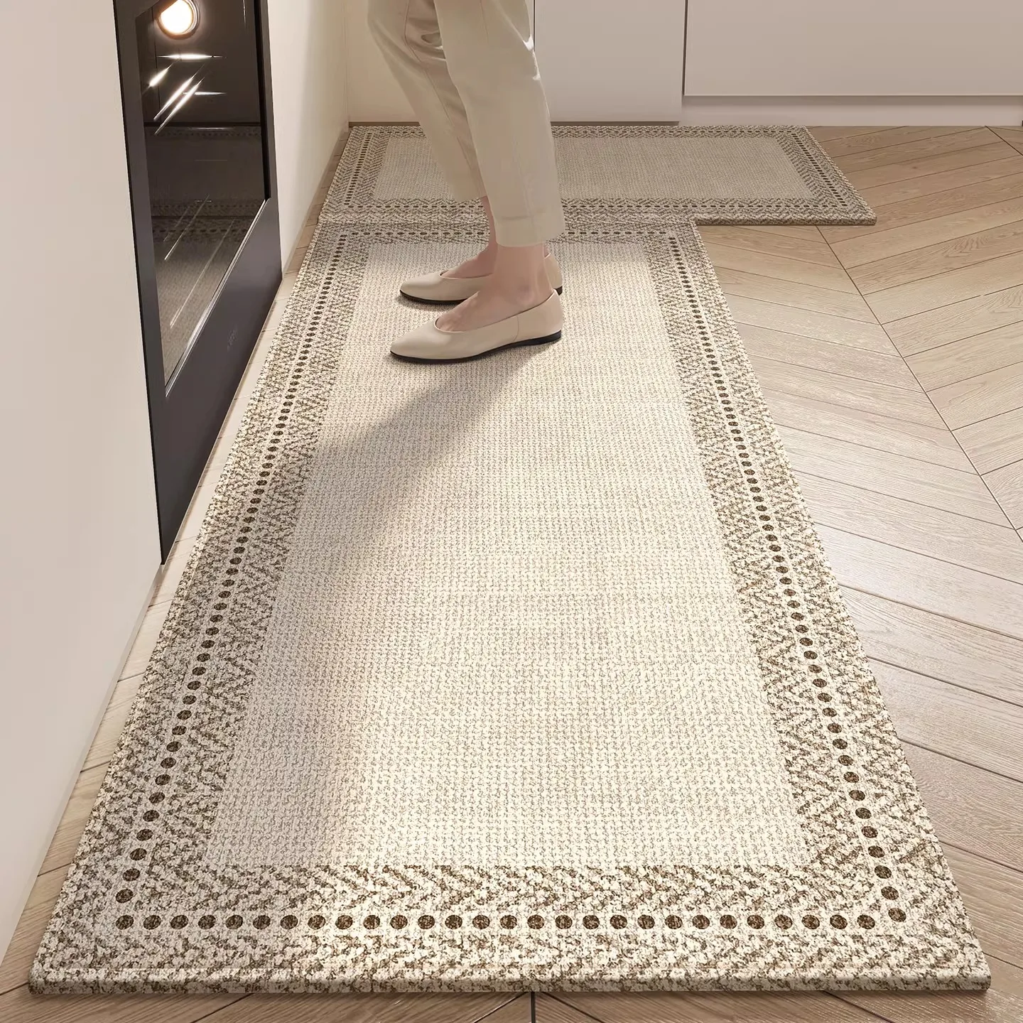 Kitchen Floor Mat Anti-slip Carpet Simple Off-white Home Decoration Rug Wear-resistant Foot Mats Long Mats Alfombra Cocina 양탄