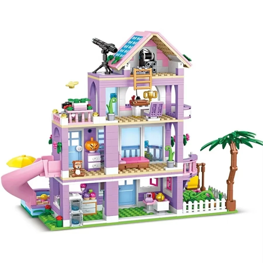 775PCS Summer Pool Villa MOC Building Blocks Set, STEM DIY House Model with Slide, Birthday Holiday  Gift for Girls Kids & Teens - view 5