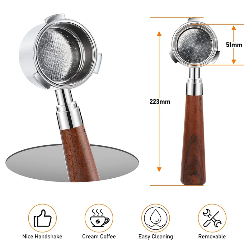 A58E-бездонный фильтр 51 мм, держатель бездонного фильтра для кофе для кофемашины, держатель нижнего фильтра для кофе с ложкой