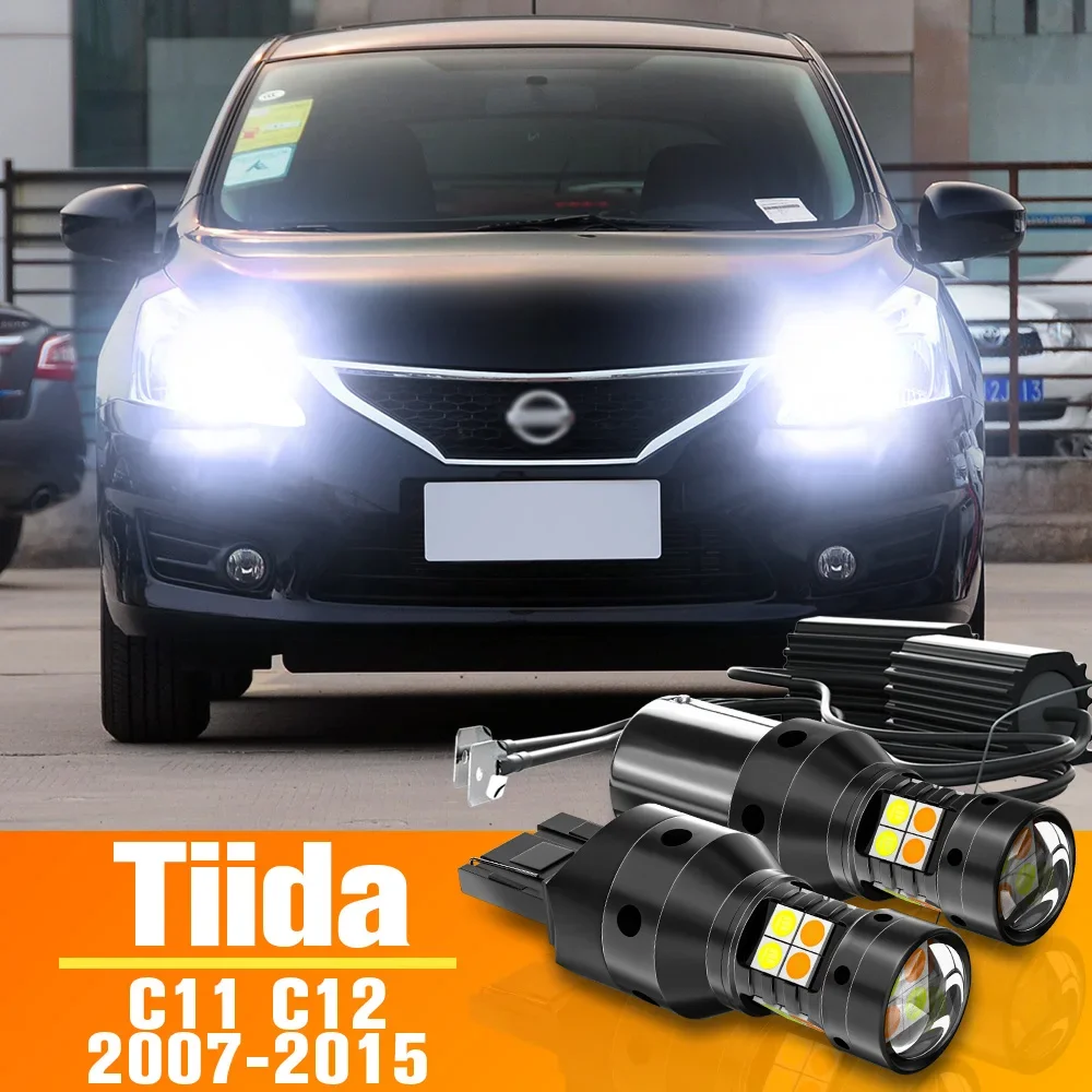 

2pcs Dual Mode LED Turn Signal+Daytime Running Light DRL Accessories For Nissan Tiida C11 C12 2007-2015 2009 2010 2011 2012 2013