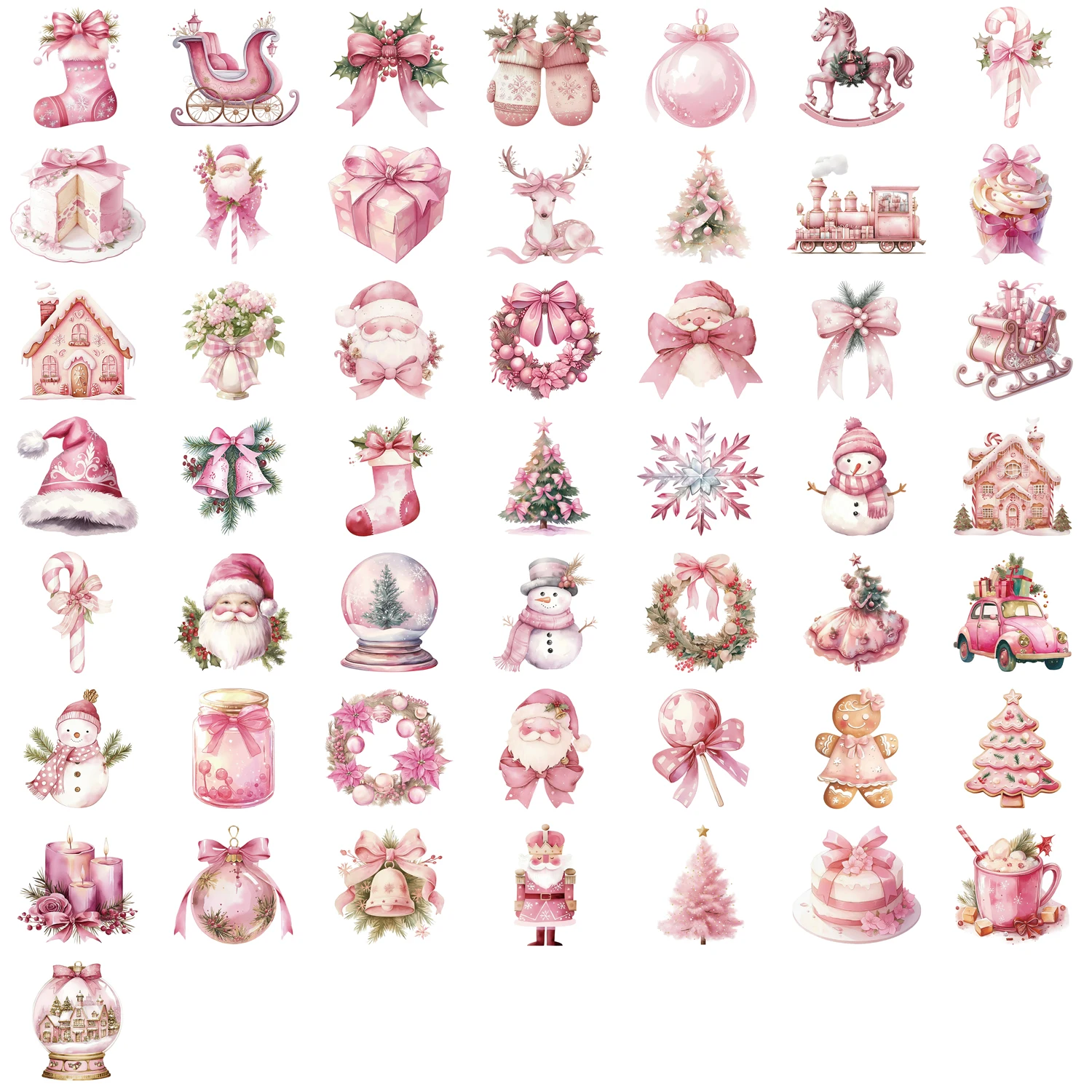 50PCS Rosa Weihnachtsgeschenk Graffiti Aufkleber Gepäck Notebook Skateboard Lautsprecher Label Wasserdichte Aufkleber Urlaub Dekorationen