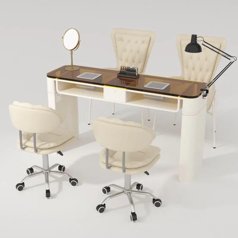 Premium Luxury Trendy Style Nail Table Aesthetic Manicure Table Unique Design Mesa Para Manicura Profesional Salon Furniture