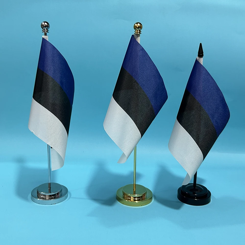 SKY FLAG Office Desk Flag of Estonia Flag 14x21cm Polyester Estonia Flag National Flag Country Banner Desk Ornaments Flags