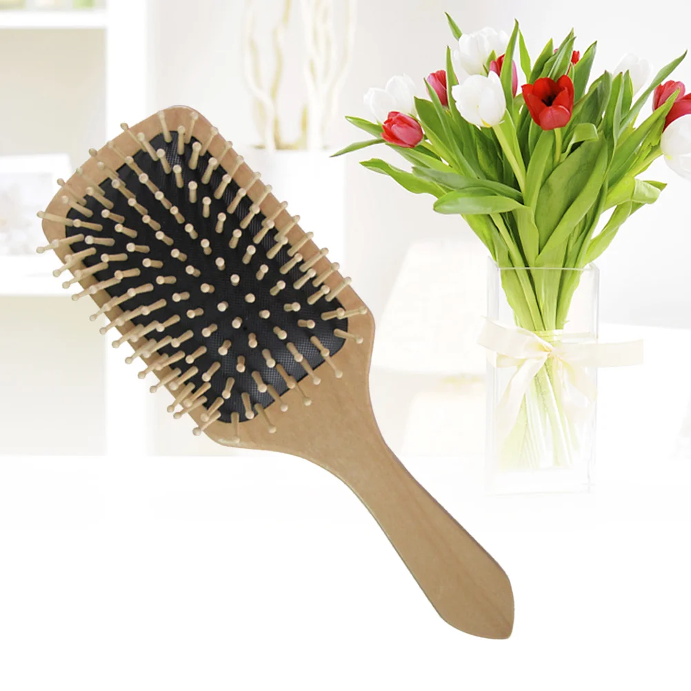 

Health Care Combs Red Lipstick Case Bamboo Curl Brush for Curly Hair Scalp Massage