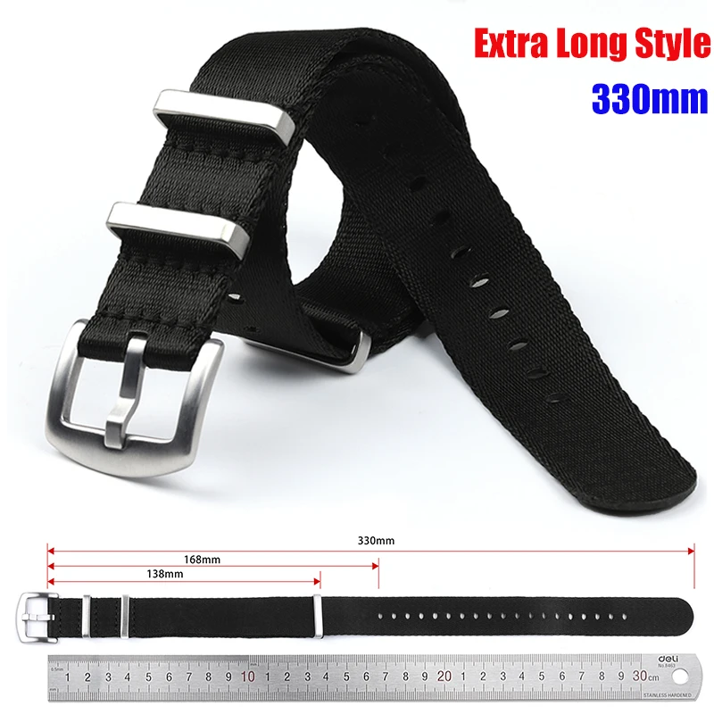 Extra Long Nylon Watch Strap 20mm 22mm for Omega Seamaster 007/300 Wristband Military Band Sport Bracelet for Seiko for Rolex