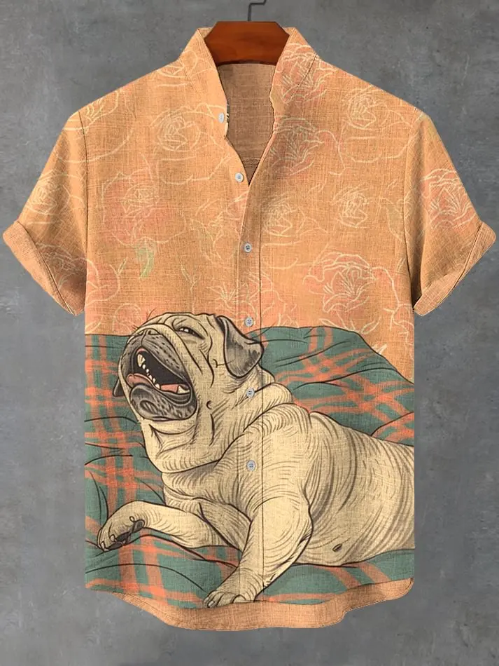 2025 New Retro Men\'s Linen Short Sleeve Shirt Comfortable Fabric Casual Wear High Quality Button Top