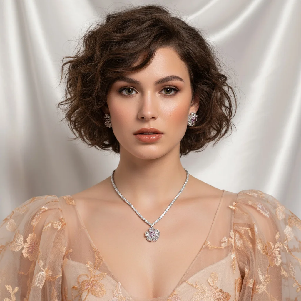 

Floral Zircon Jewelry Set, Exquisite Inlaid Necklace & Earrings, Elegant Accessories for Daily Commute, Party & Dating