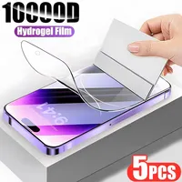 5Pcs 10000D Full Cover Hydrogel Film For iPhone 16 11 Pro Max 7 8 14 Plus Screen Protector For iPhone 13 12 Mini 15 X XR XS MAX