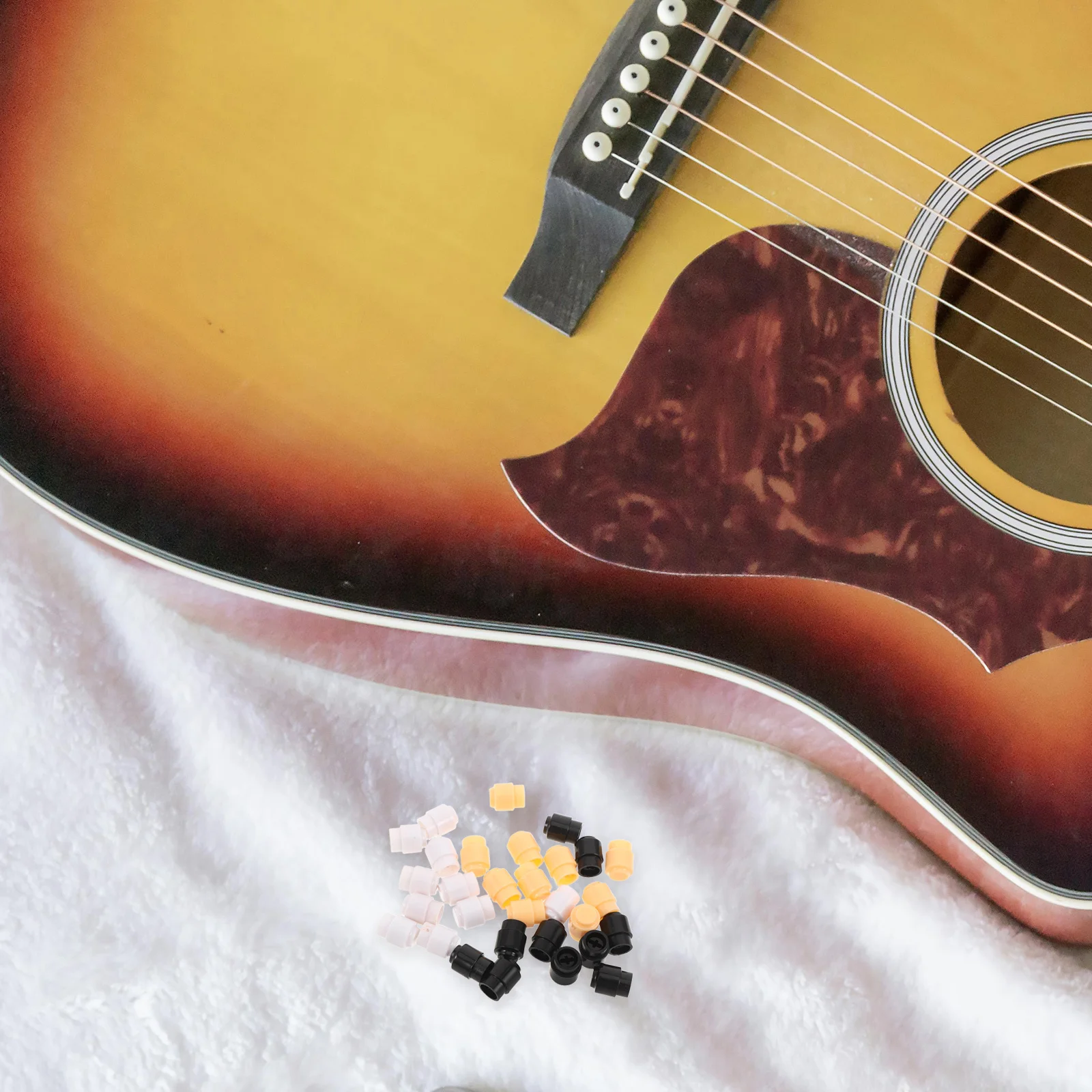 

30Pcs Electric Guitar Switch Cap Pickup Selector Knob Plastic Replacement Tips White Black Yellow Guitar Volume Tone Knobs