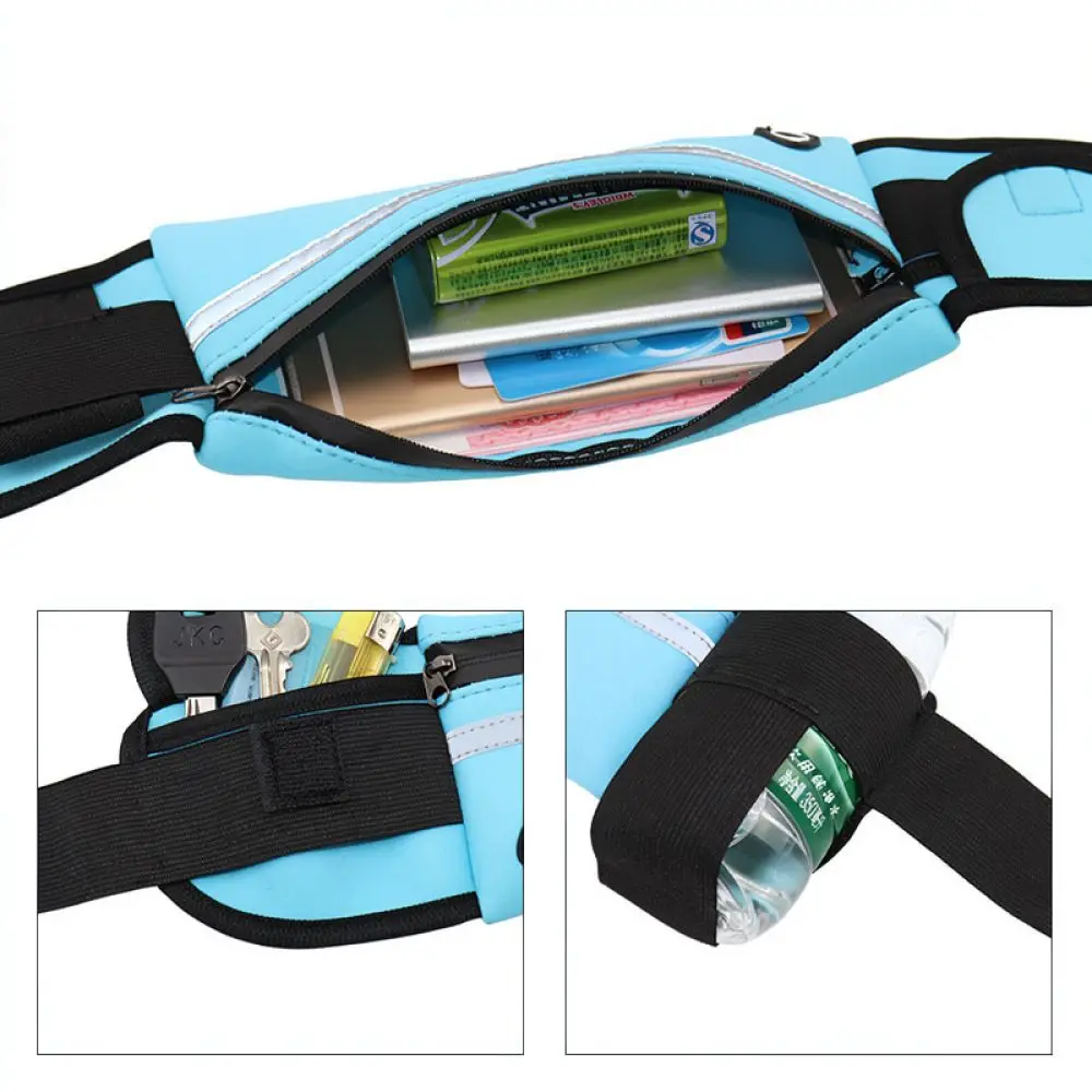 Nylon Running Waist Pack Slim Waterproof Phone Belt Reflective Fitness Pouch For Jogging Cycling Outdoor Sport Activity