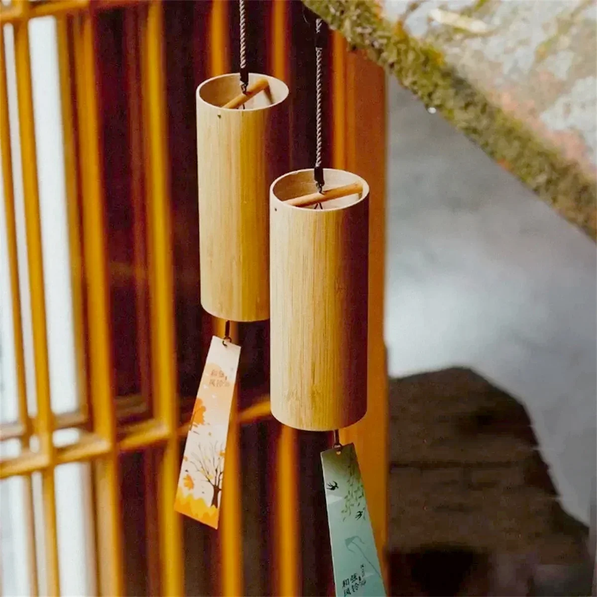 Bamboo Windchimes Set Chord Wind chimes 8 Tone Rods for Outdoor Garden Patio Home Decoration Meditation Relaxation