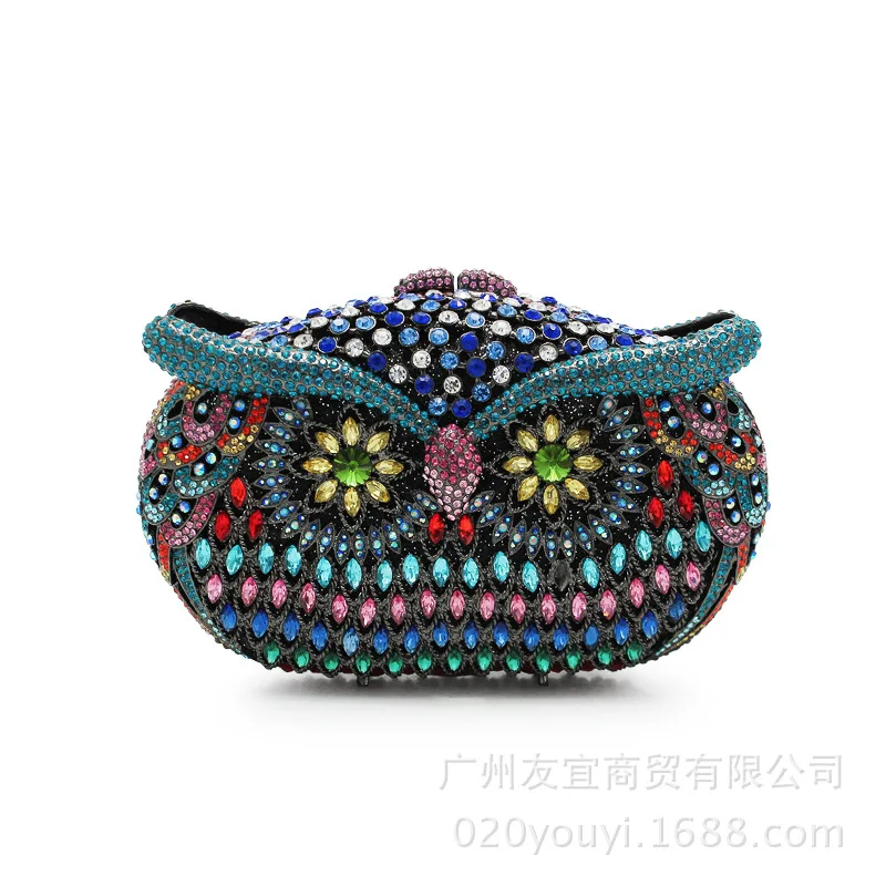 

Full Diamond Owl Handbag Women's Handbag Crystal Diamond Evening Bag Tip Bottom Hollow Dinner Bag Pochette Elegante Da Cerimonia