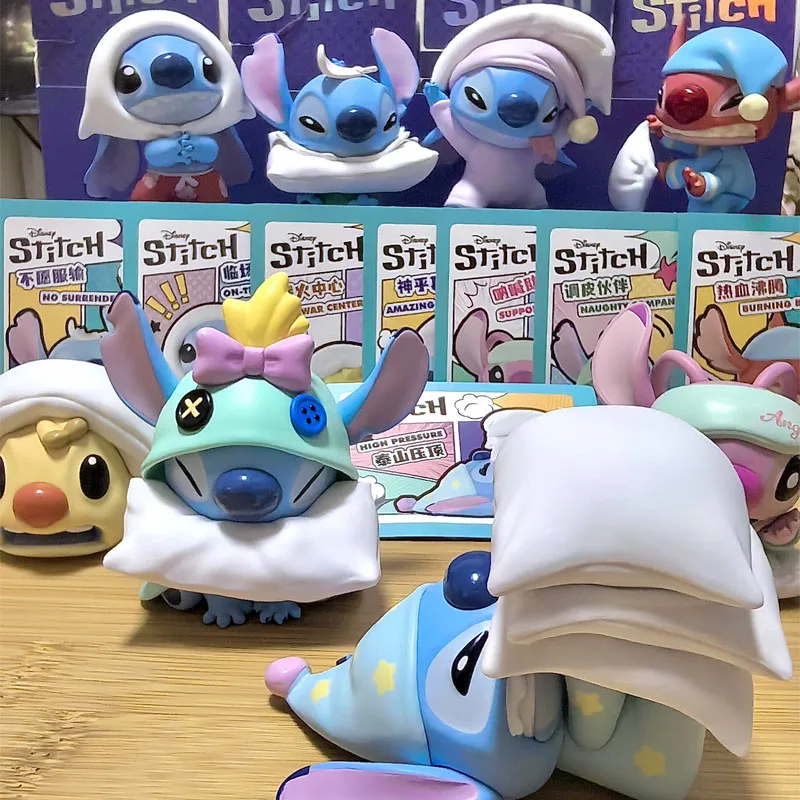 

Original Genuine Disney Stitch Pillow Fight Series Blind Box Trendy Cute Stitch Doll Anime Figures Desk Ornament Birthday Gifts