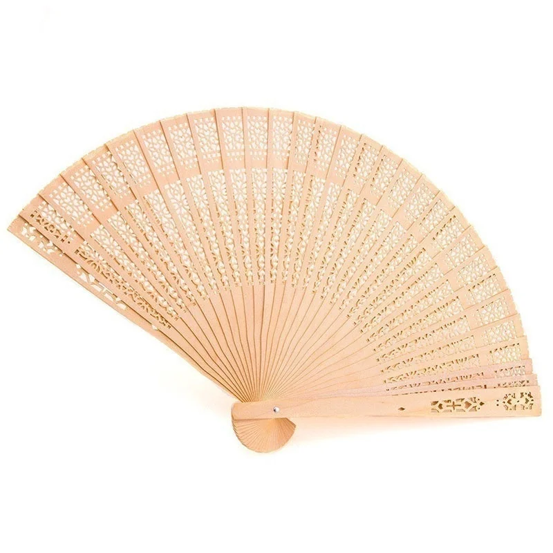 Chinese Sandalwood Scented Folding Hollow Wooden Fans Hand Held Fans