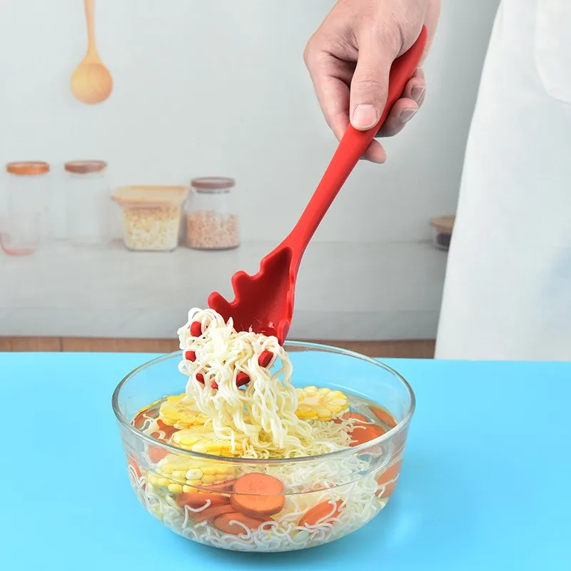 Silikon Pasta Nudel Sieb Lange Griff Spaghetti Löffel Nudel Scoop Sieb Slot Löffel Nylon Ablauf Sieb Küche Gadget – Detail 4