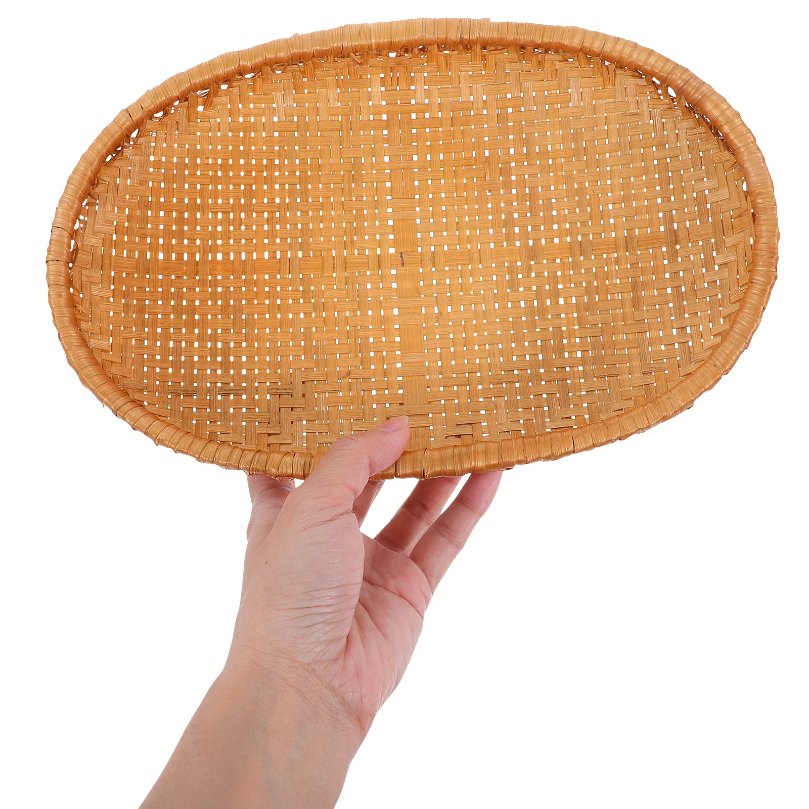

Bamboo Fruit Tray Bread Serving Woven Food Basket Baskets to Weave Plates Storage Snack