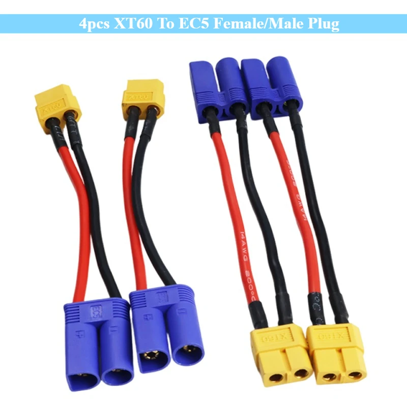 4 stücke Adapter XT60 Zu EC5 Weiblich/Stecker Anschlüsse 14AWG 100mm Verbinden für RC Lipo Batterie Ladegerät Teile DIY erweitern