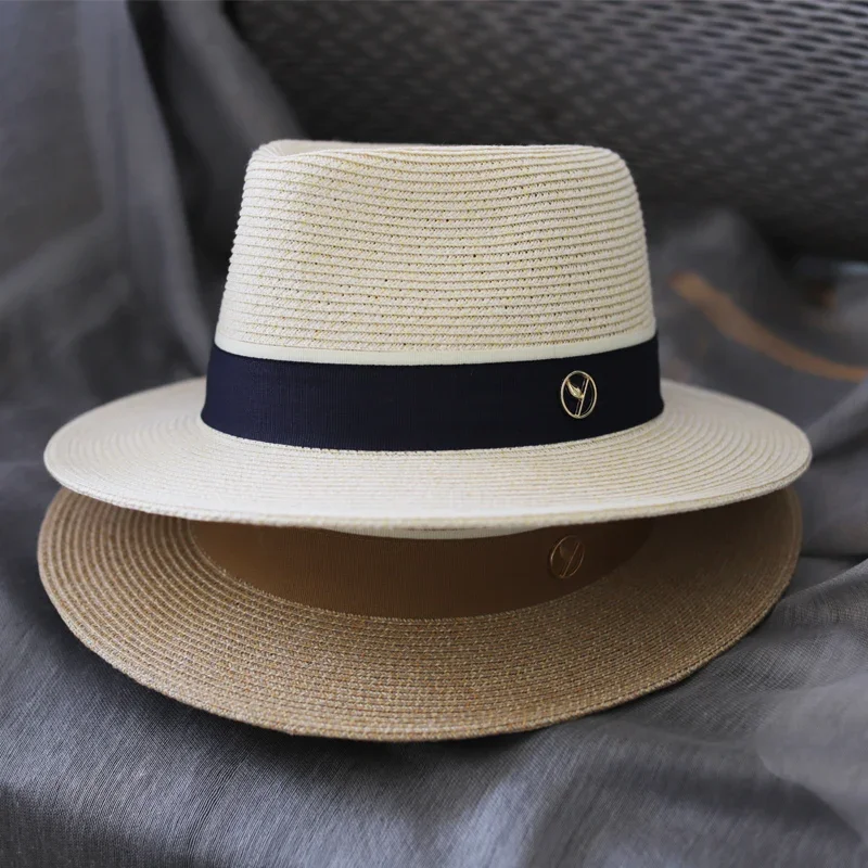 New Designer Natural Panama Soft Shaped Straw Hat Summer Women/Men Wide Brim Beach Sun Cap UV Protection Fedora Birthday Gift