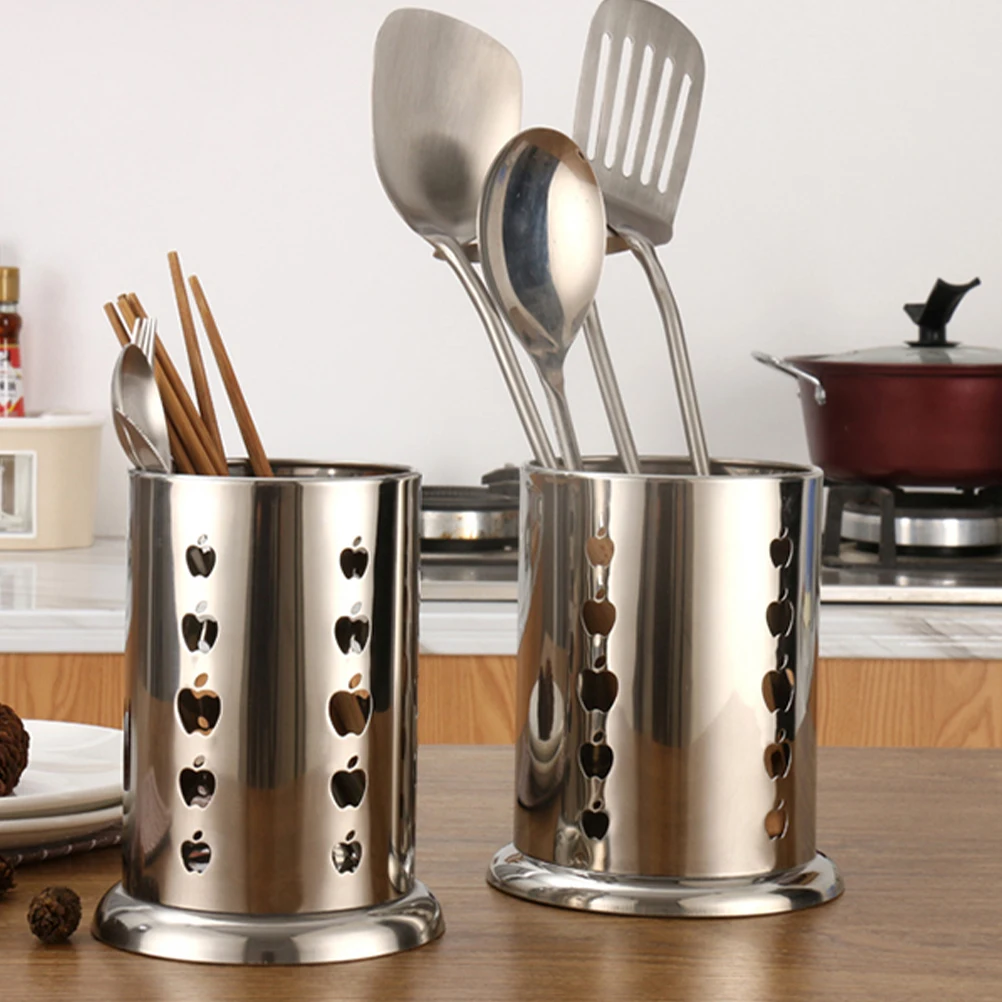 

Sturdy Stainless Steel Chopstick Utensil Rust Resistant Drain Holes Household Kitchen Accessory Compact Cutlery Storage