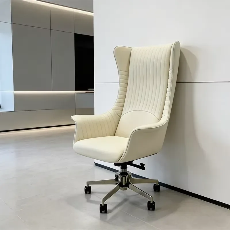 Adjustable Ergonomic Rotating Metal Base Microfiber Leather High Back Office Chair Modern Executive Boss Chair