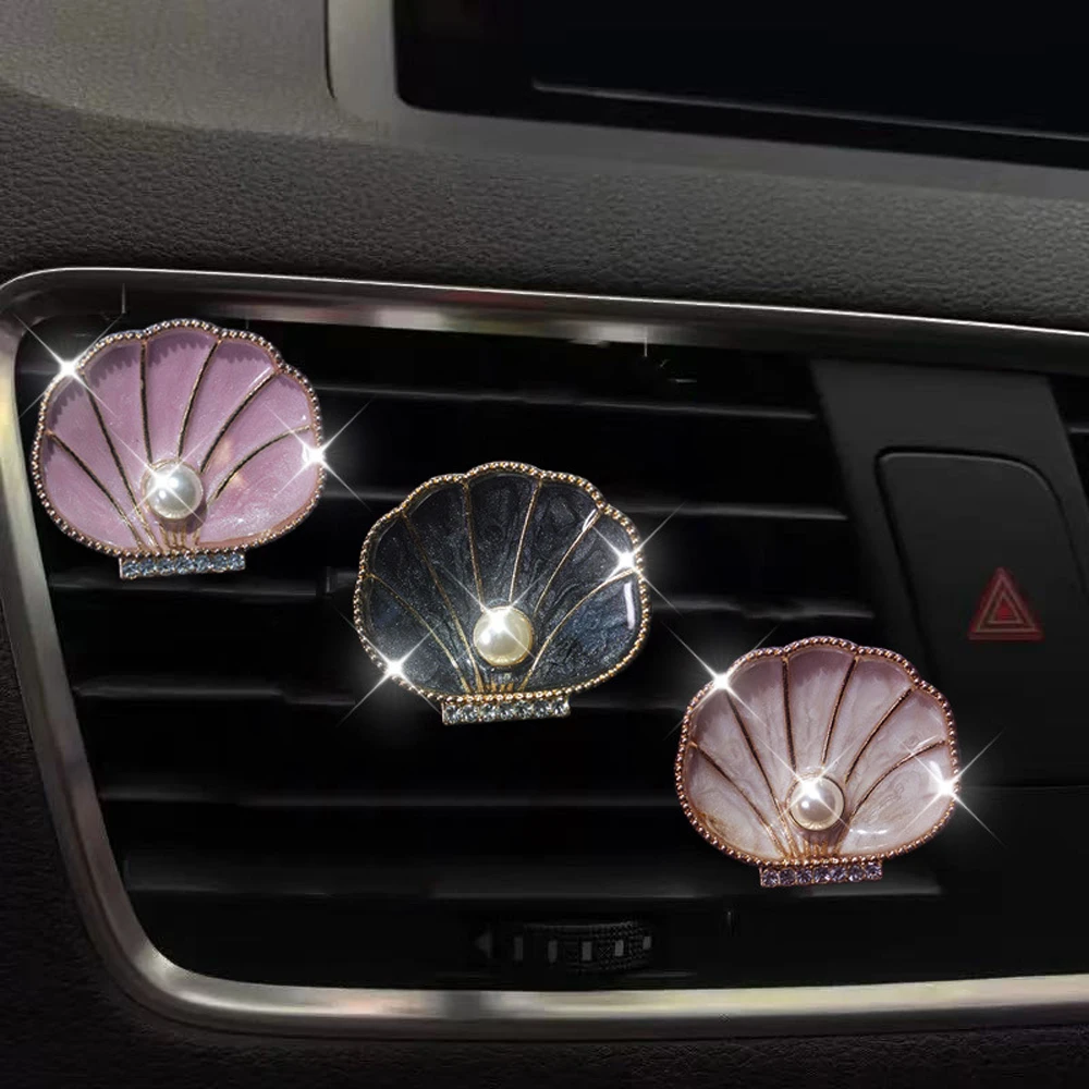 

Automobile diffuser, with fragrance sheets, alloy shells, pearls in the middle, scallops, marine car interior decoration