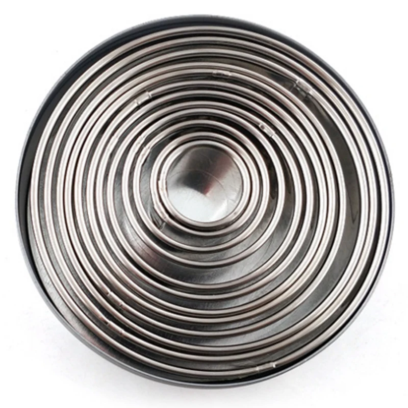 Moule à gâteau rond en acier inoxydable, anneau de cuisson de mousse, outils de cuisine, emporte-pièce de cuisson de pizza, anneau de gâteau de bricolage, 12 pièces
