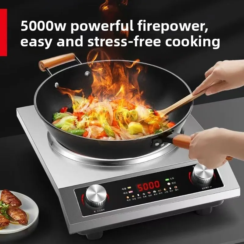 High Wattage 5000W Countertop Electric Ceramic Stove, Concave Design, Compatible With All Pots for Home & Catering Business