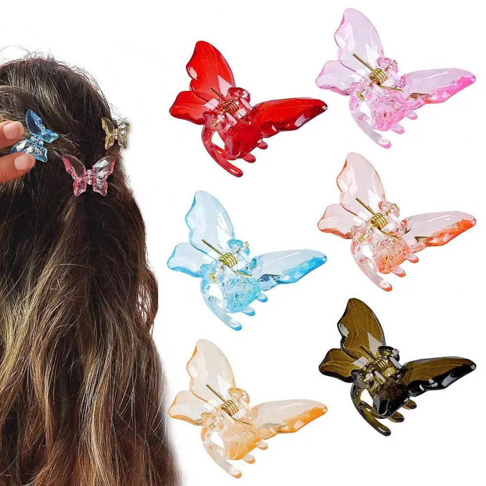 2Pcs Girls Hair Claw Transparent Butterflies Shape Hair Pin Braided Hair Hairpin Clear Mini Braiding Clip Headwear Accessories