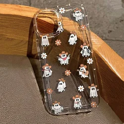 Halloween Pumpkin Ghost Transparent Phone Case For iPhone 11 12 13 14 15 16 Pro Max XS X XR 7 8 Plus SE 3 2022 Soft Airbag Cover