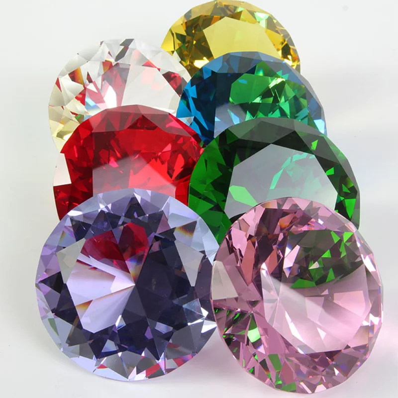 10 Colors Crystal Diamond Shaped Paperweight Decor Cut Glass Giant Gemstone Wedding Jewelry Christmas Ornament Gifts