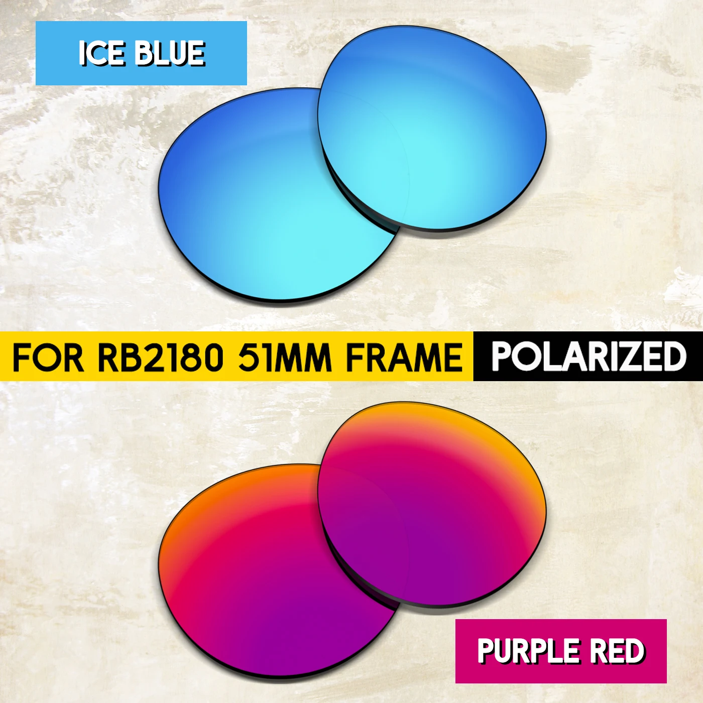2 Pairs Alternative Replacement Lenses for RB2180 51mm Sunglasses-100% UV Protection