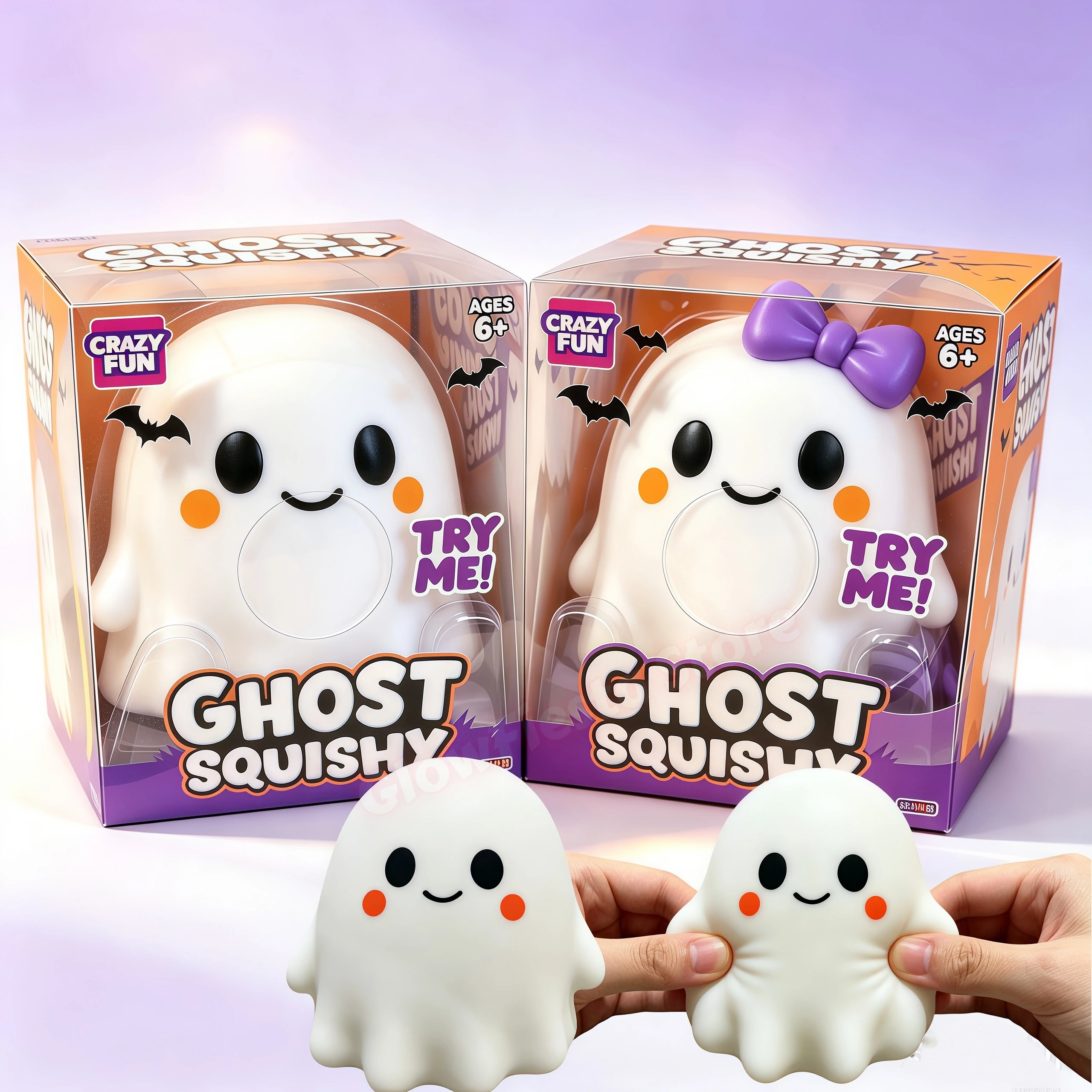 13cm Crazy Fun Ghost Squishy Toy TPR Flour-Filled Fast Rebound Stress Relief Decompression Fidget for Adults Halloween Gifts