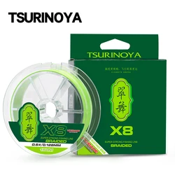 Linha de pesca do Tsurinoya-8-strand pe, linha ultra-longa e lisa do multifilament, 8-strand, 300m, 150m, 100m, 14-50lb