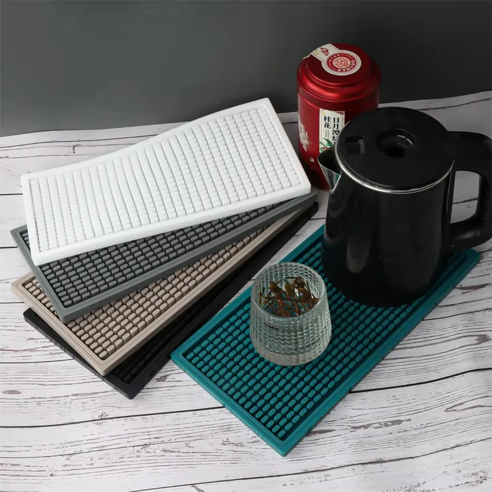 Silicone Coffee Bar Mat, Non-Slip Rubber Drip Tray, Heat Resistant Countertop Mat for Coffee Machine & Bar Decor