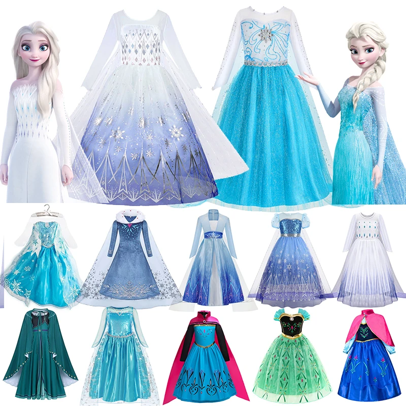 

Girls Disney Frozen 2 Elsa Princess Dresses Mesh Sequin Dress Kids Cosplay Snow Queen Costumes Carnival Birthday Party Gowns