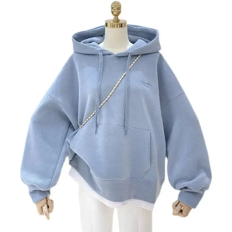 Moletom sólido feminino hoodies com zíper moletom velo manga longa pulôver casual solto ajuste leve estiramento 2025 bolsos