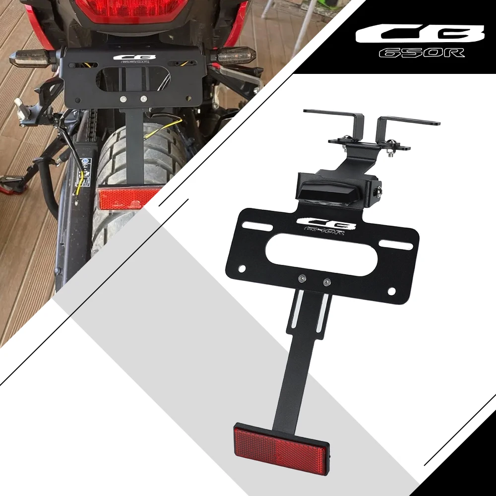 

Motorcycle Adjustable Rear License Plate Holder Bracket Tail Tidy Fender Eliminator For Honda CB650R CB 650R CB650 R 2018-2025