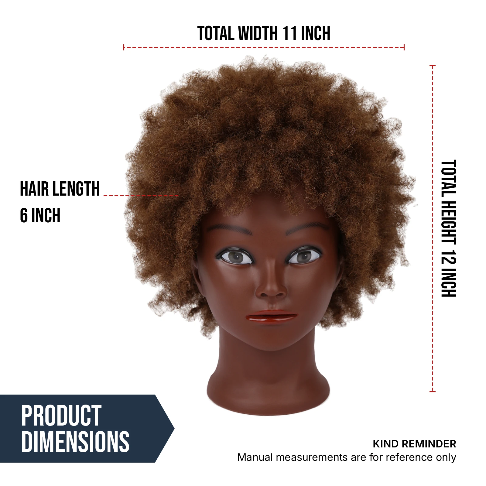 AliLeader-Tête de Mannequin de Formation en Cheveux Humains, Coiffeur, Maquillage Afro, 8 Pouces, à Vendre