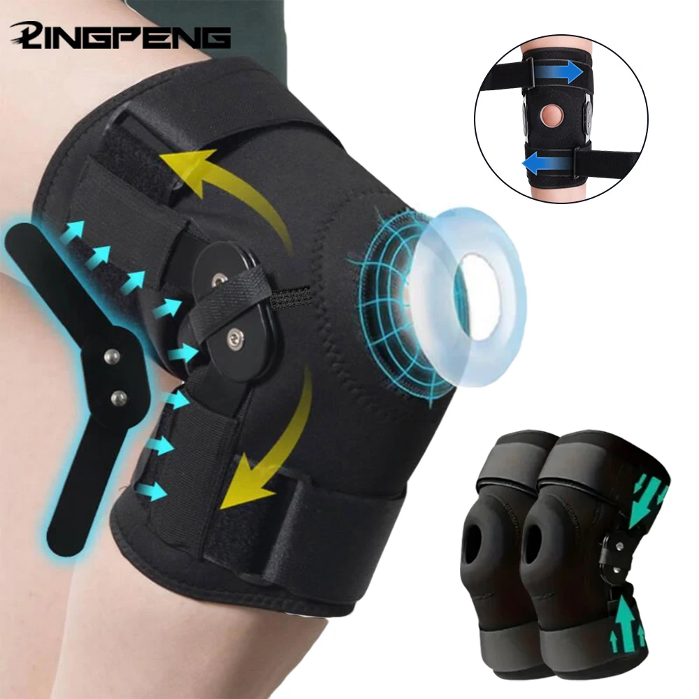Patella Hinged Knee Braces Orthopedic For Knee Pain With Springs Compression Removable Steel Splint Support Knee Sleeve